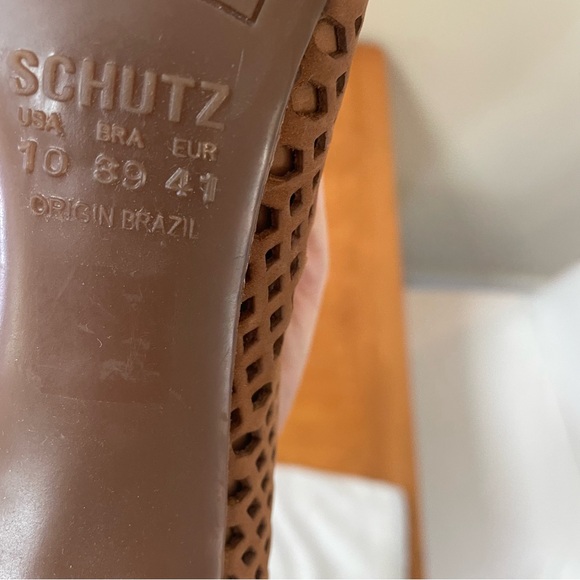 SCHUTZ Tan Brown Neutral Perforated Heels - Picture 5 of 9